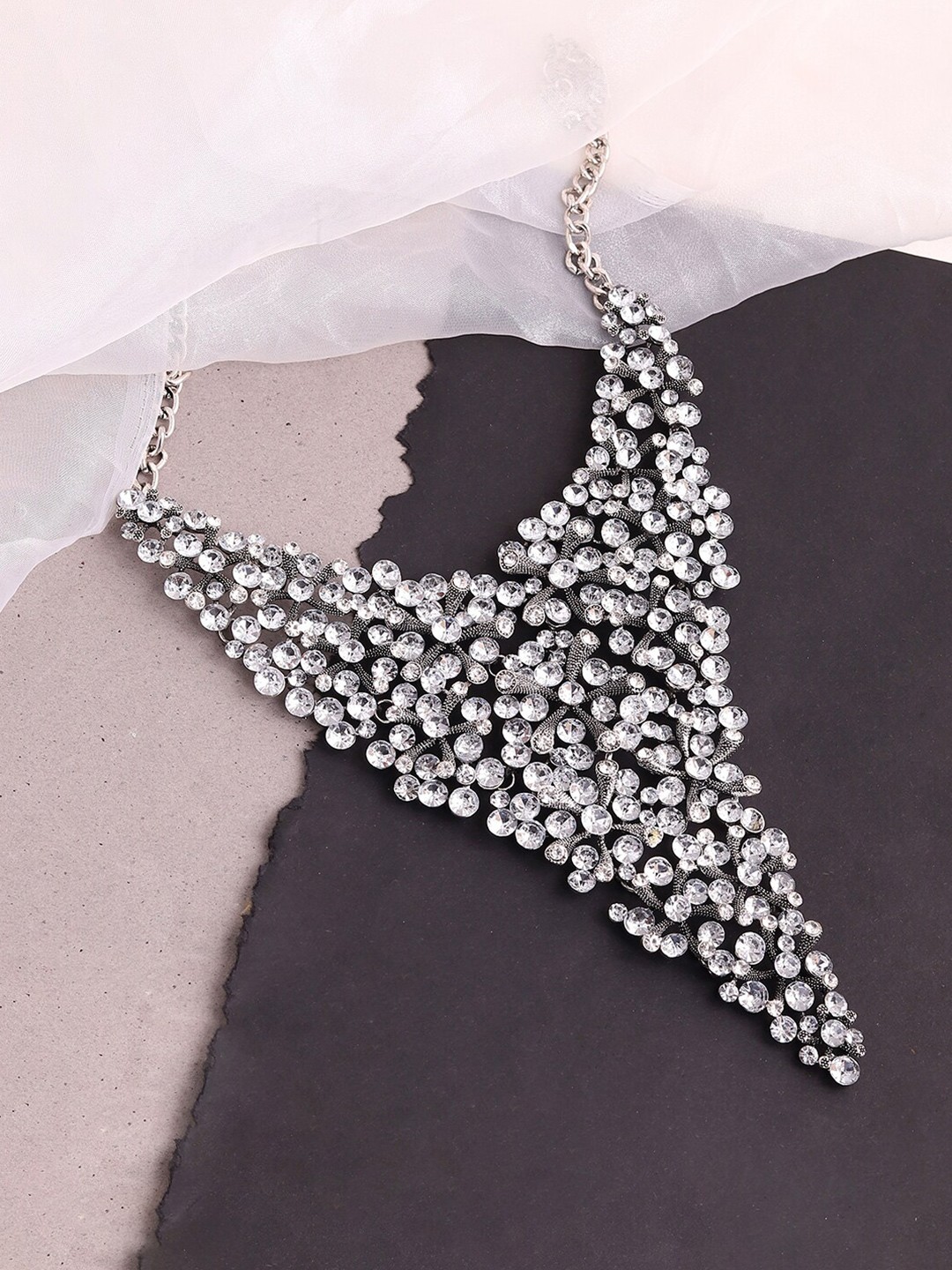 

SOHI Gold-Plated Statement Artificial Stones Party Necklace