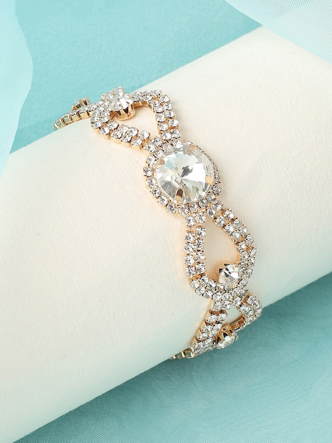 

SOHI Gold-Plated Stone Studded Link Bracelet
