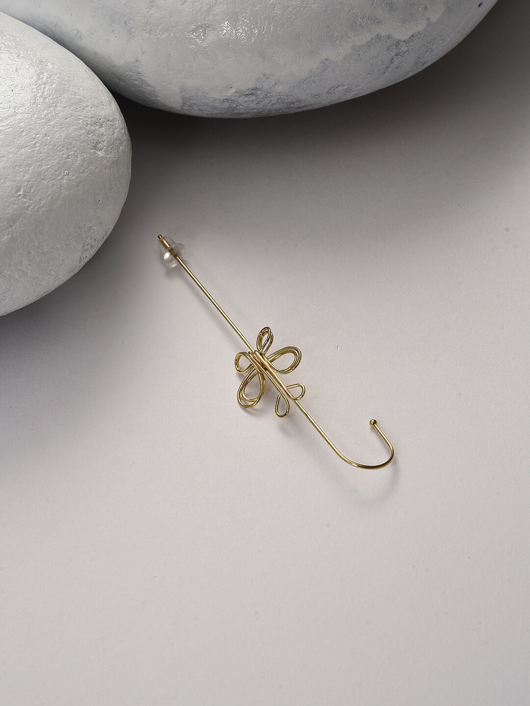 

SOHI Gold-Plated Contemporary Ear Cuff Earrings