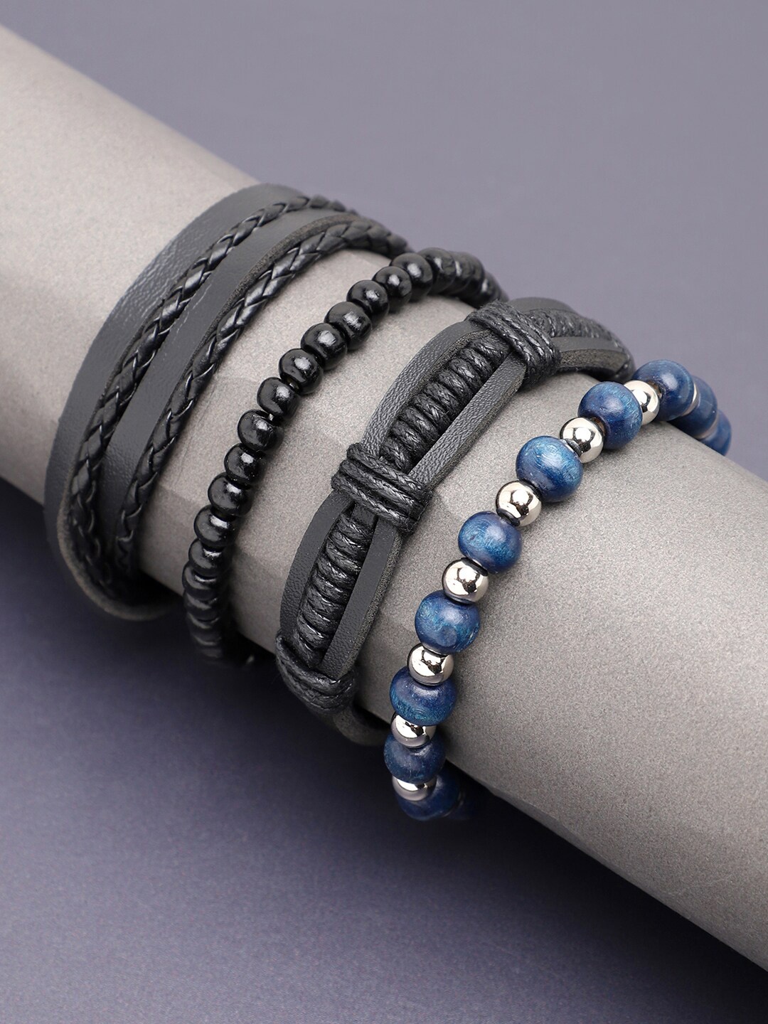 

SOHI Women Set of 4 Leather Wraparound Bracelet, Blue