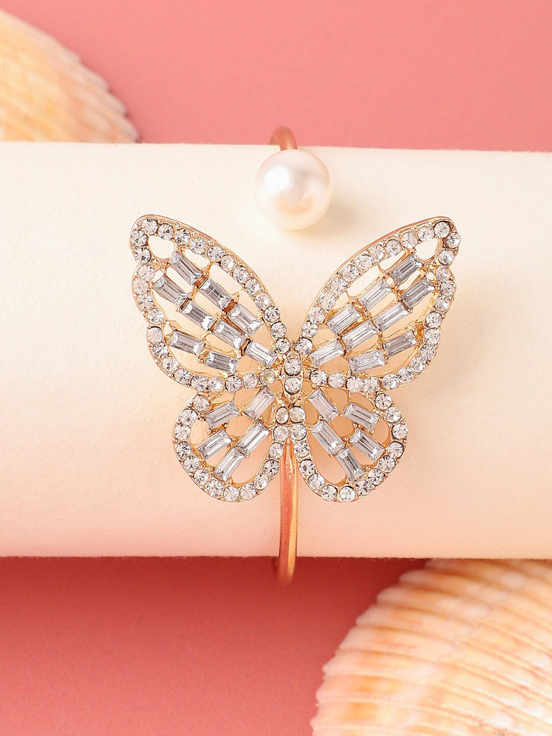 

SOHI Women Gold-Plated Butterfly Design Kada Bracelet