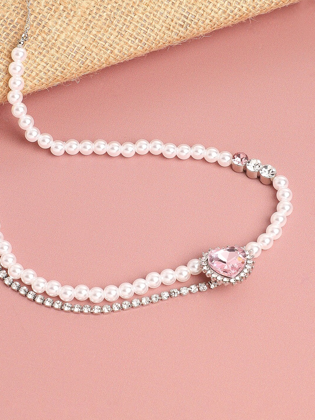 

SOHI Gold-Plated Designer Stone Necklace, White