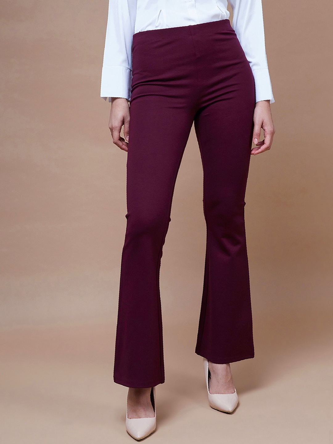 

SASSAFRAS BASICS Women Slim Fit Trousers, Burgundy