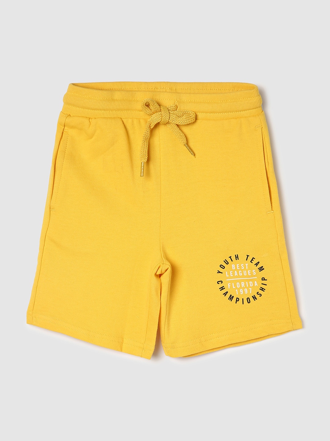 

max Boys Printed Pure Cotton Shorts, Yellow