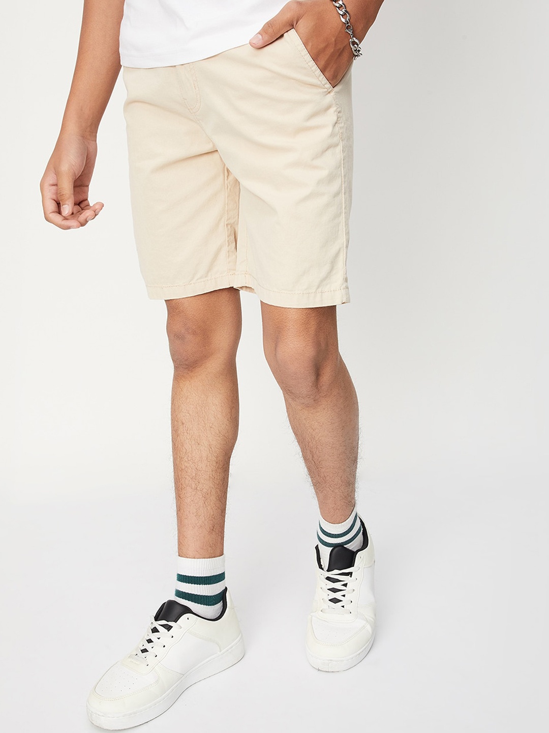 

max Boys Pure Cotton Regular Shorts, Beige