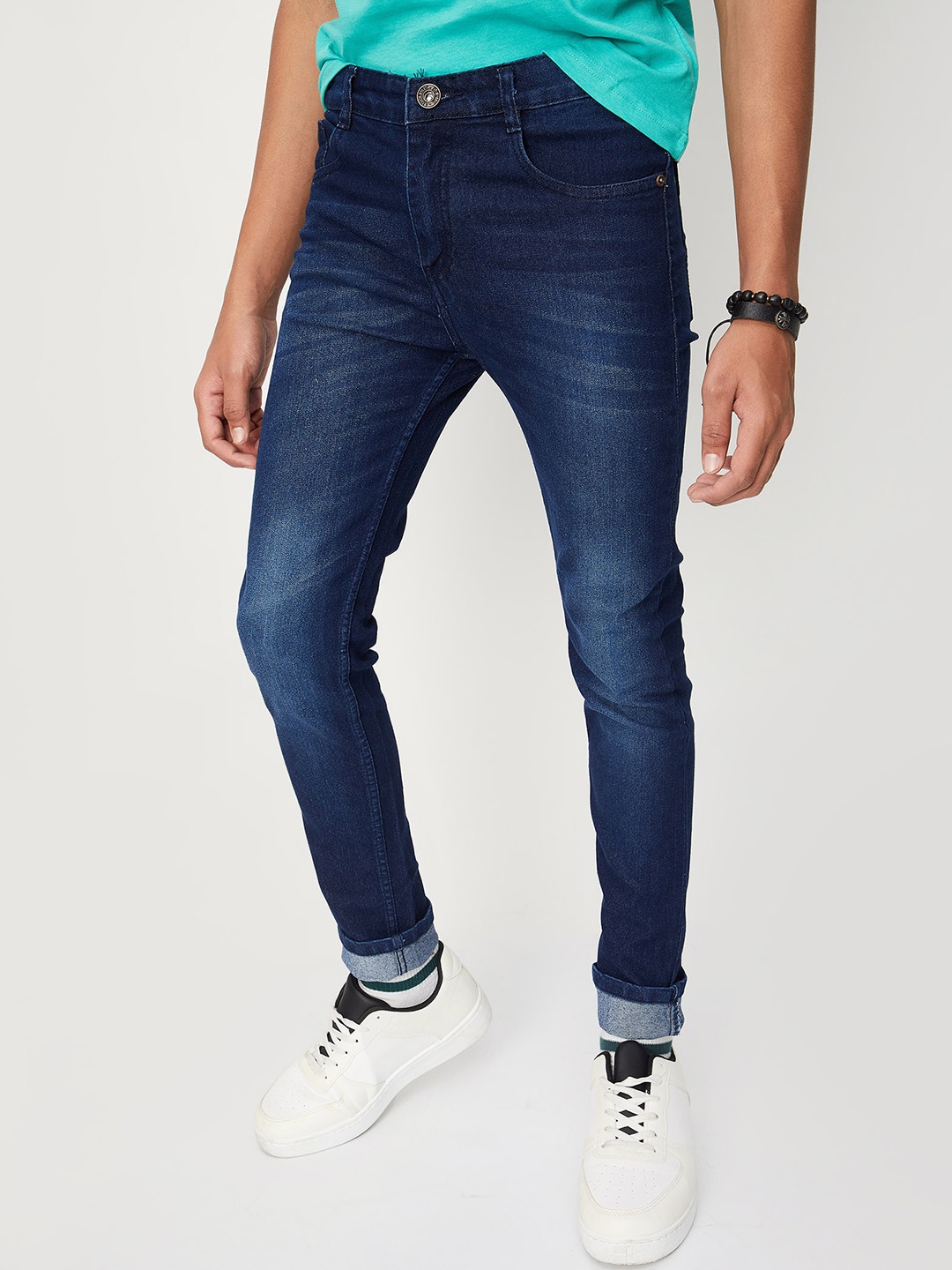 

max Boys Mid-Rise Light Fade Jeans, Blue