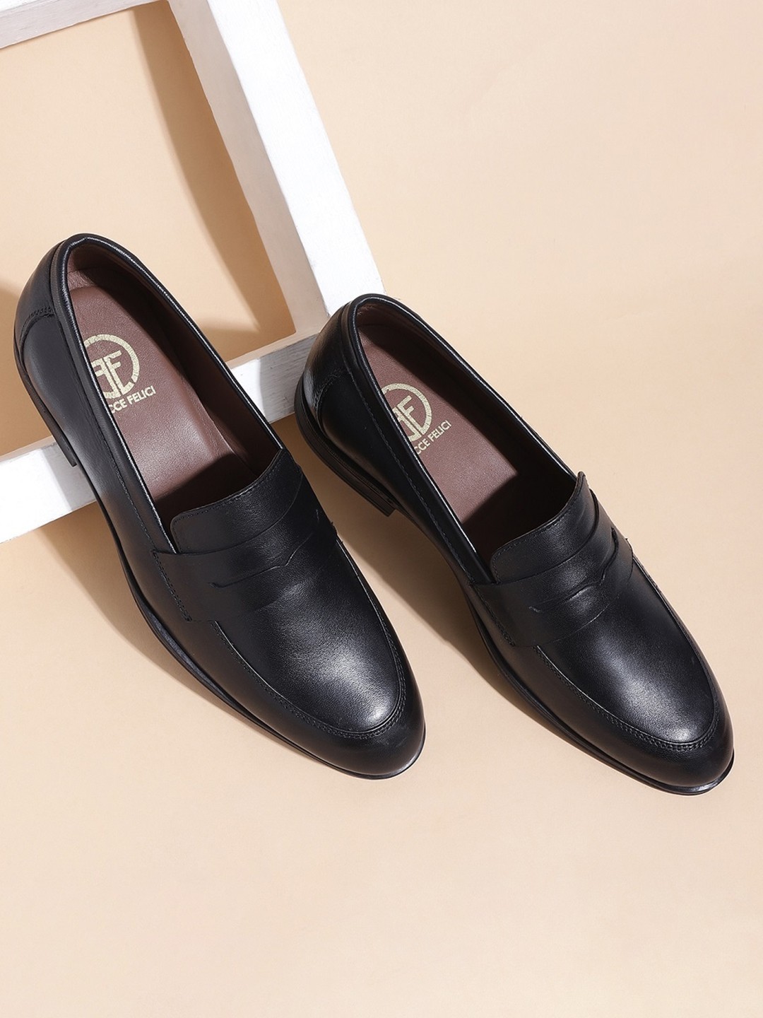 

FACCE FELICI Juzcar Men Leather Formal Loafers, Black