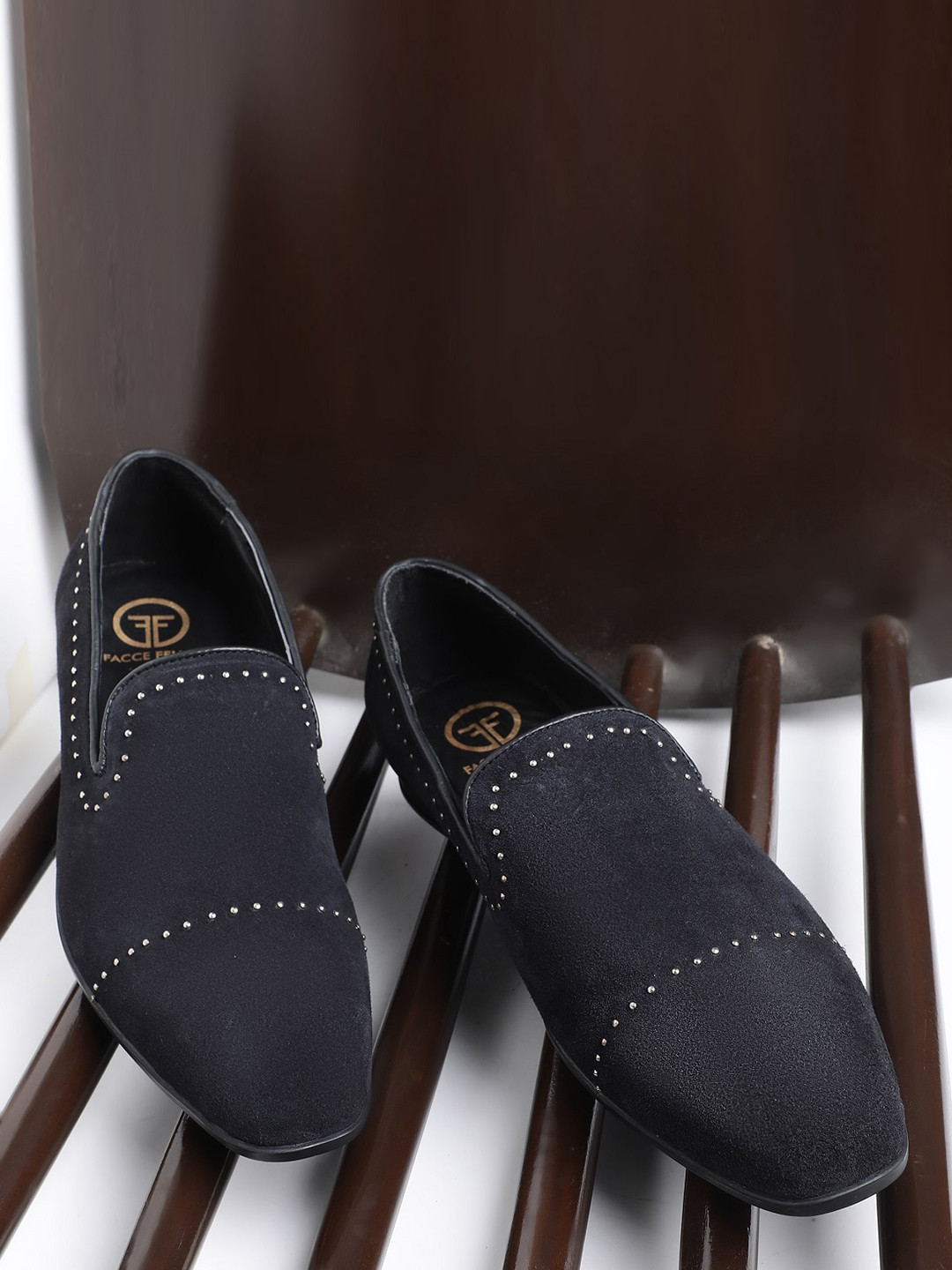

FACCE FELICI Poovar Men Leather Formal Penny Loafers, Black