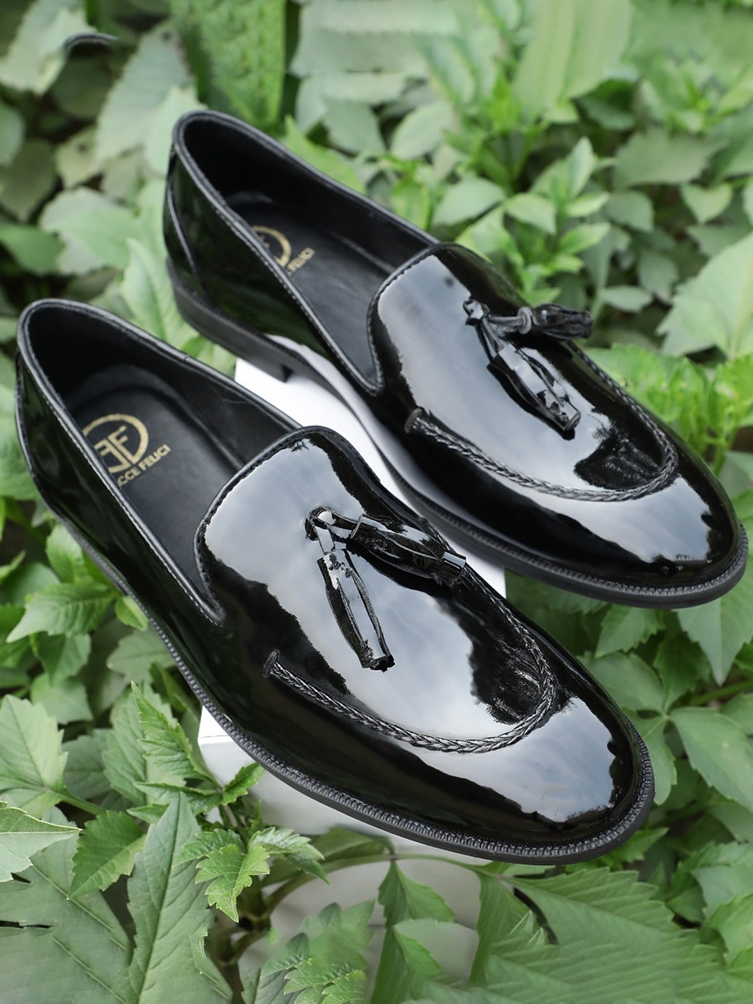 

FACCE FELICI Men Formal Tassel Penny Loafers, Black