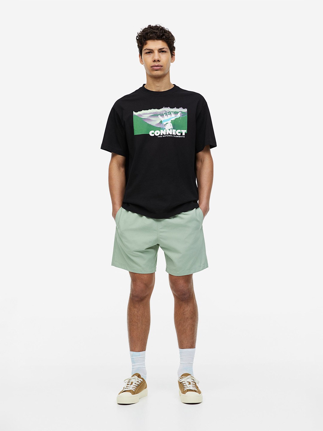 

H&M Relaxed Fit Printed Pure Cotton T-shirt, Black