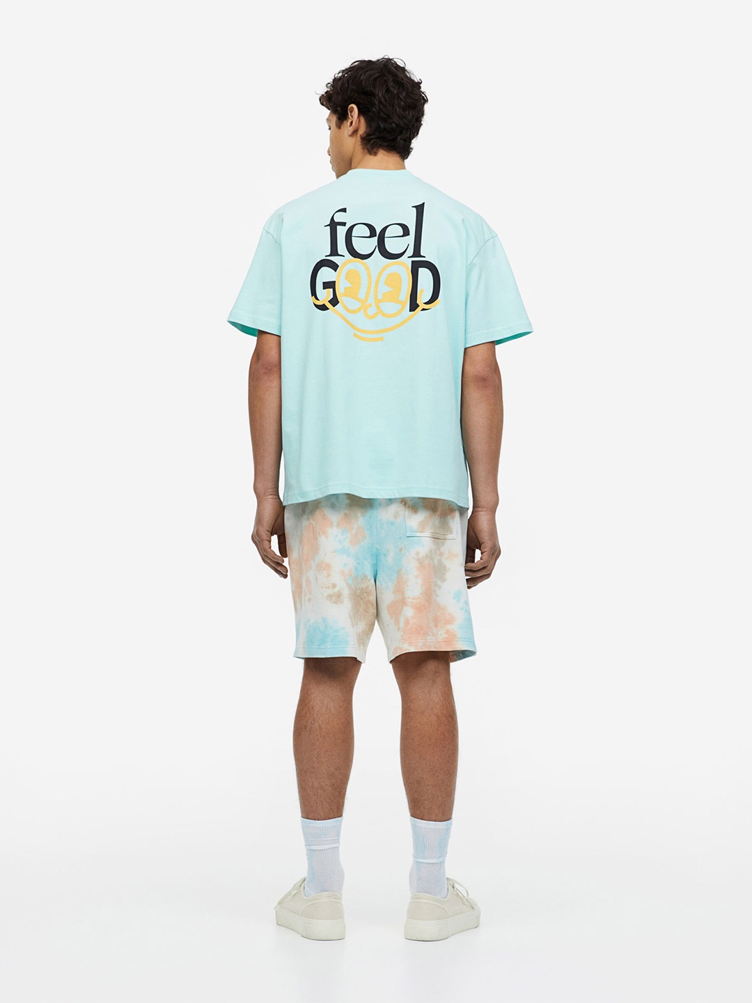 

H&M Men Relaxed Fit Printed T-shirt, Turquoise blue