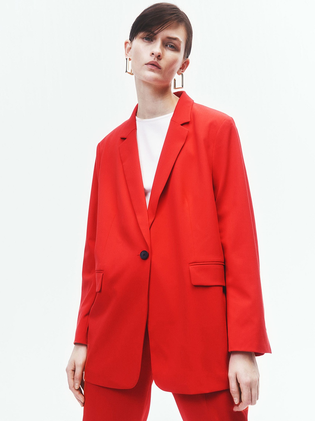 

H&M Single-Breasted Jacket, Red