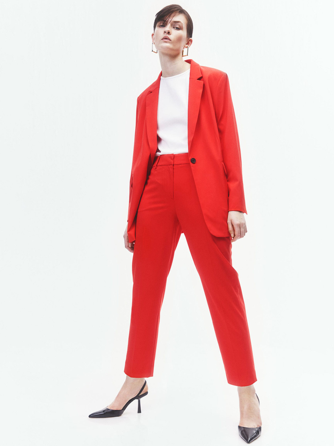 

H&M Women Cigarette Trousers, Red