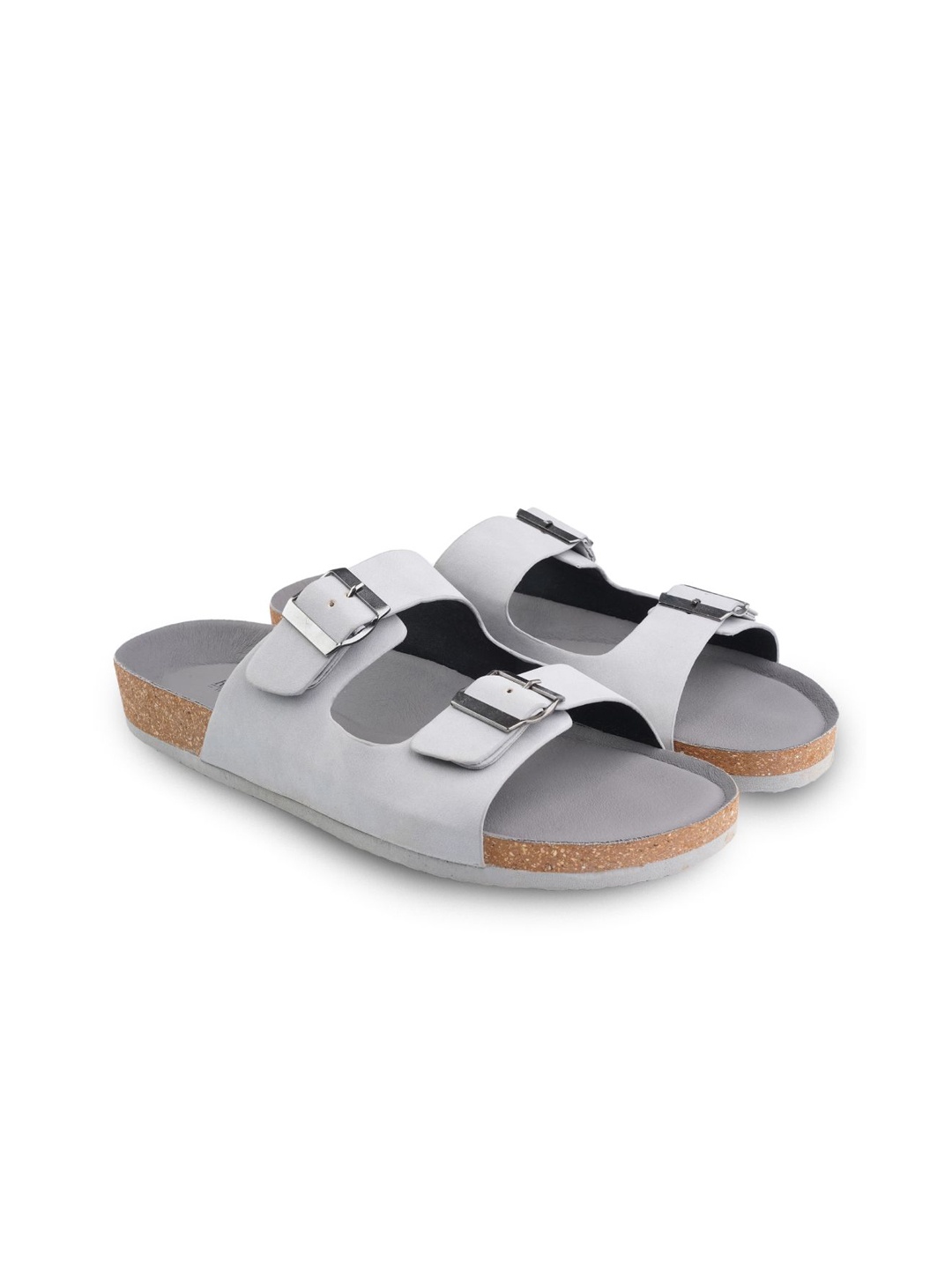 

RAPAWALK Men Two Strap Buckle Detail Comfort Sandals, Grey