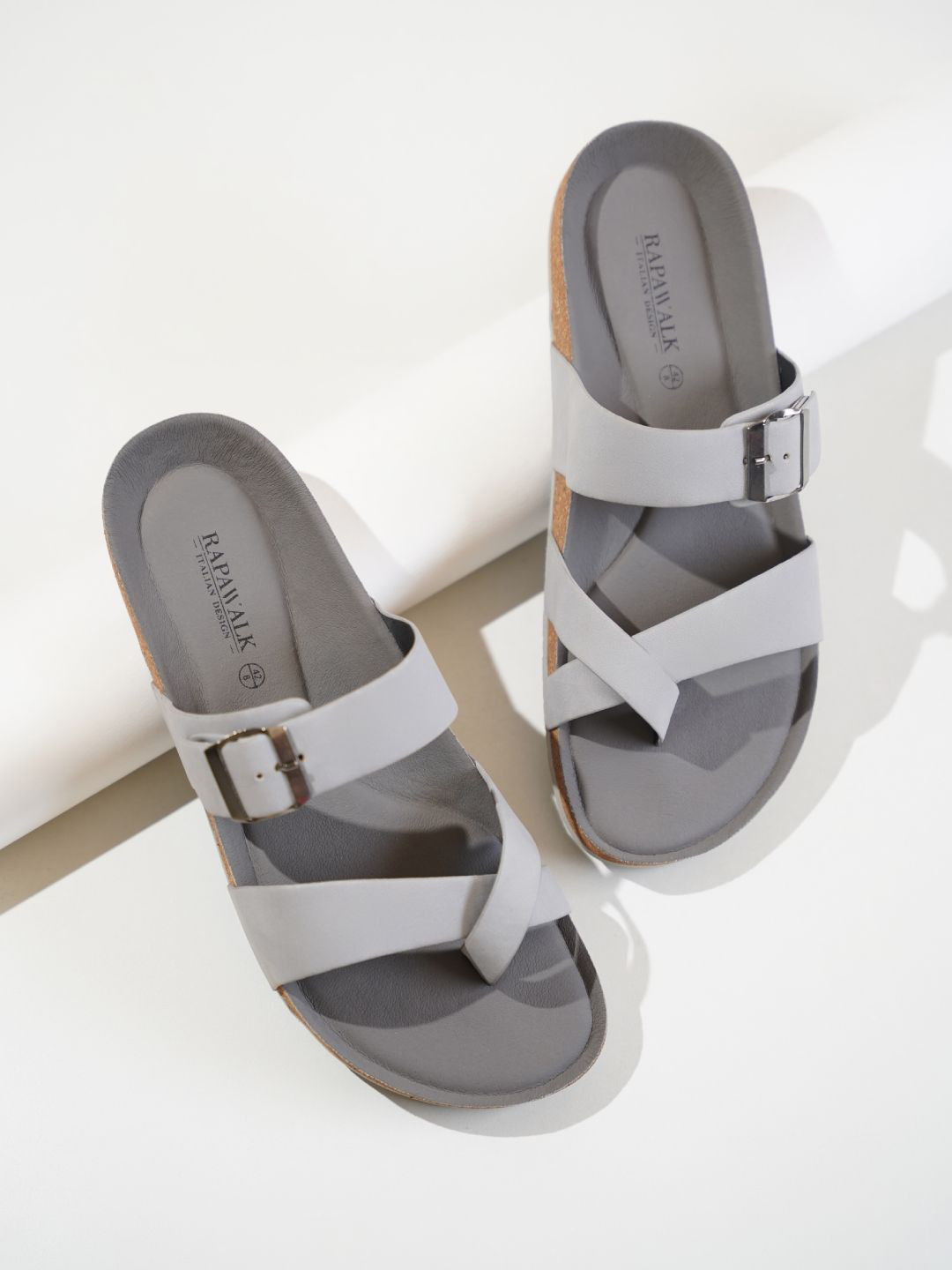 

RAPAWALK Men Buckle Detail Comfort Sandals, Grey