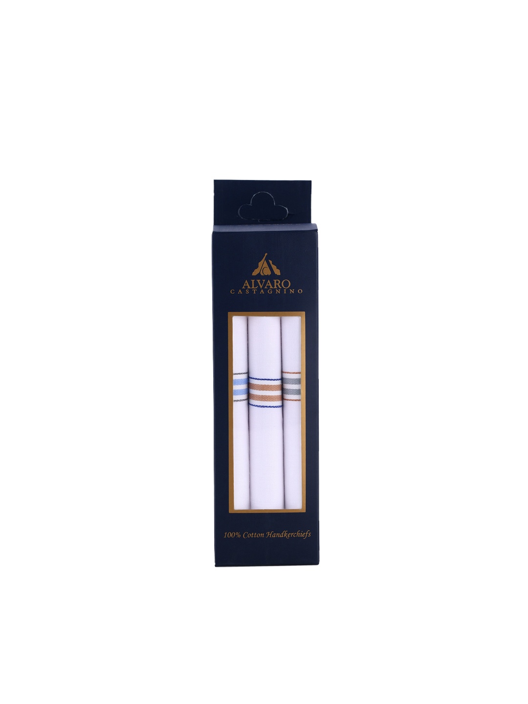 

Alvaro Castagnino Men Pack Of 3 Pure Cotton Handkerchiefs, White