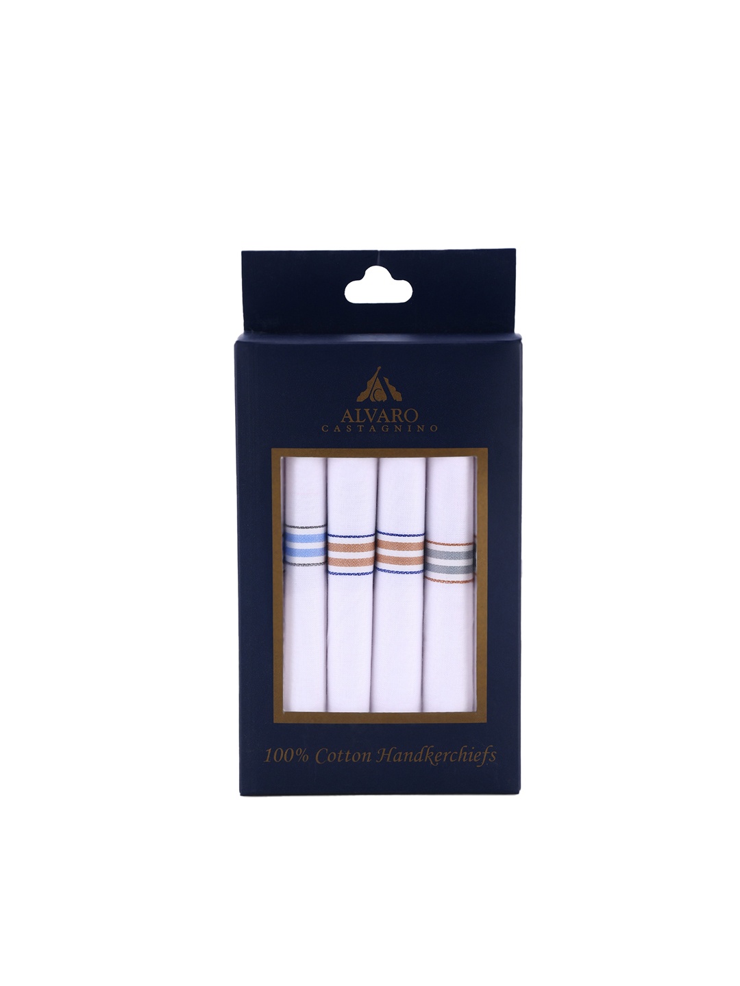 

Alvaro Castagnino Men Pack Of 6 Pure Cotton Handkerchiefs, White