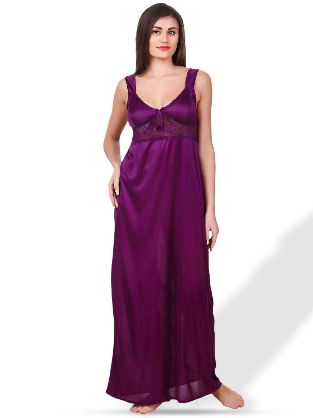 

Fasense Scoop Neck Satin Maxi Nightdress, Purple