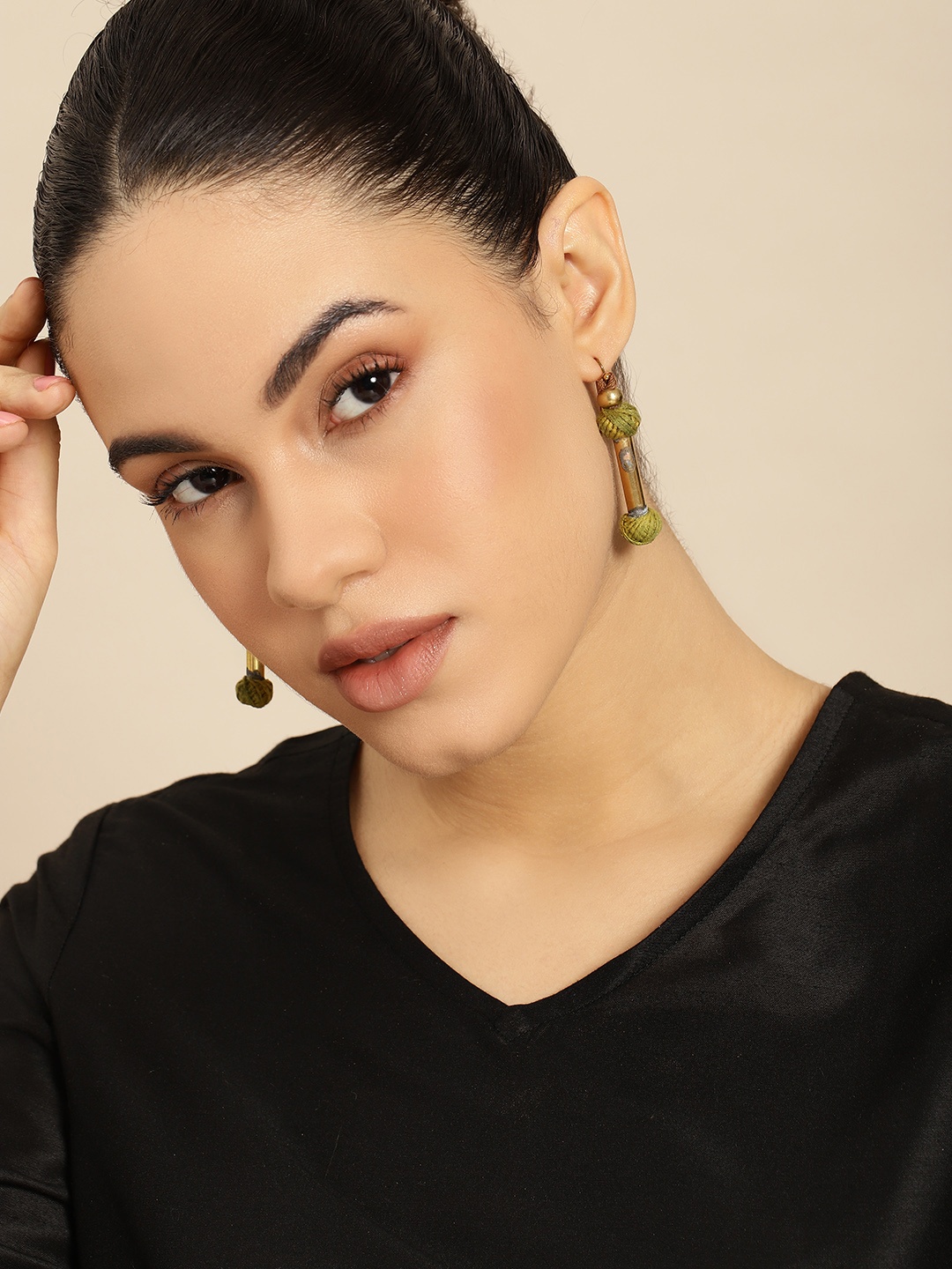 

Taavi Cylindrical Shaped Drop Earrings, Gold