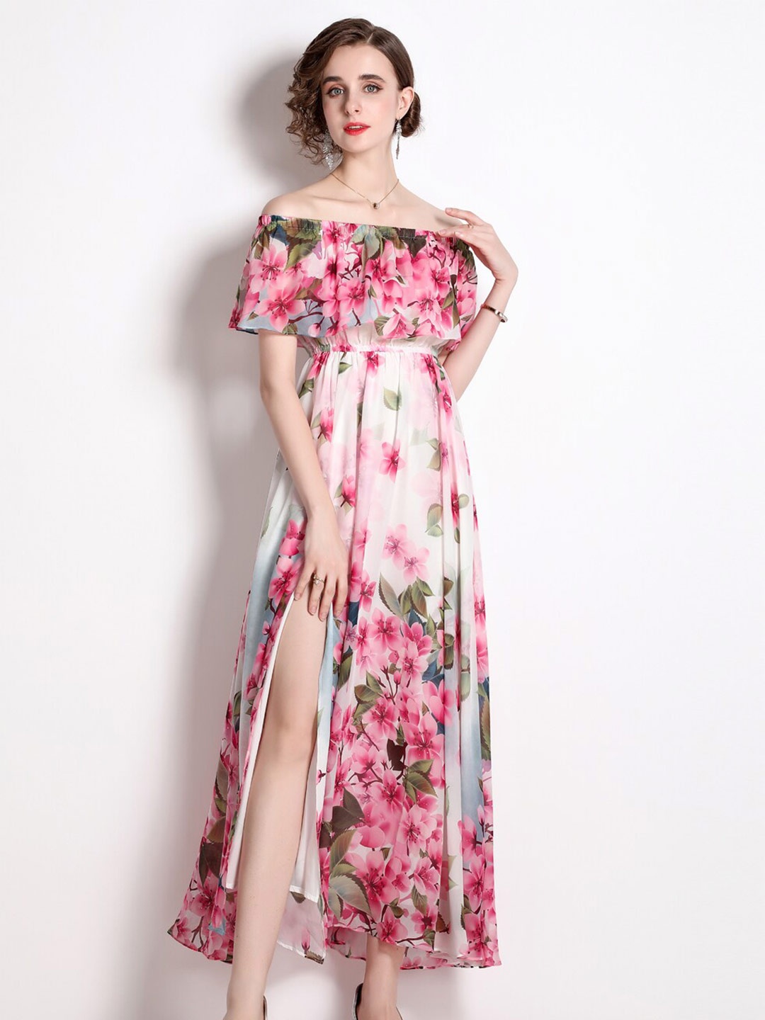 

JC Collection Floral Printed Fit & Flare Midi Dress, Pink