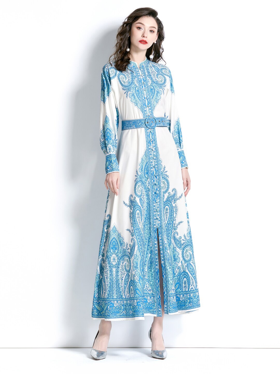 

JC Collection Ethnic Motifs Printed Maxi Dress, Blue