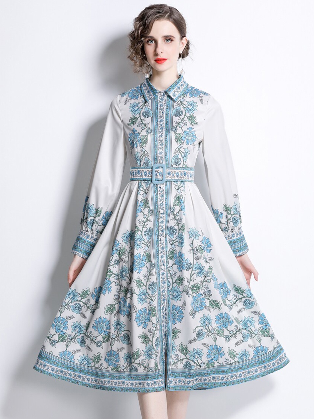 

JC Collection Ethnic Motifs A-Line Midi Dress, Blue