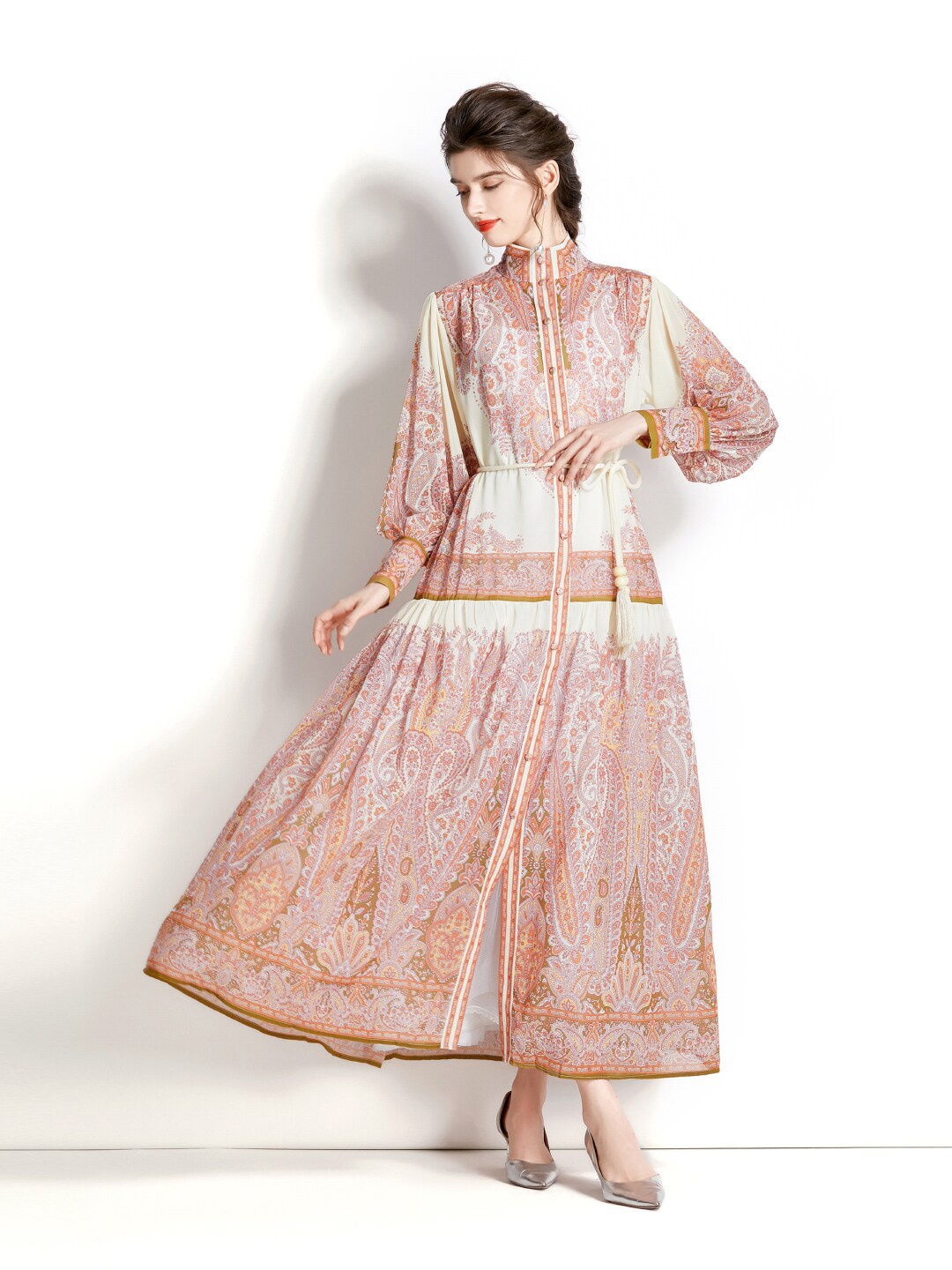 

JC Collection Ethnic Motifs Printed Maxi Dress, Orange