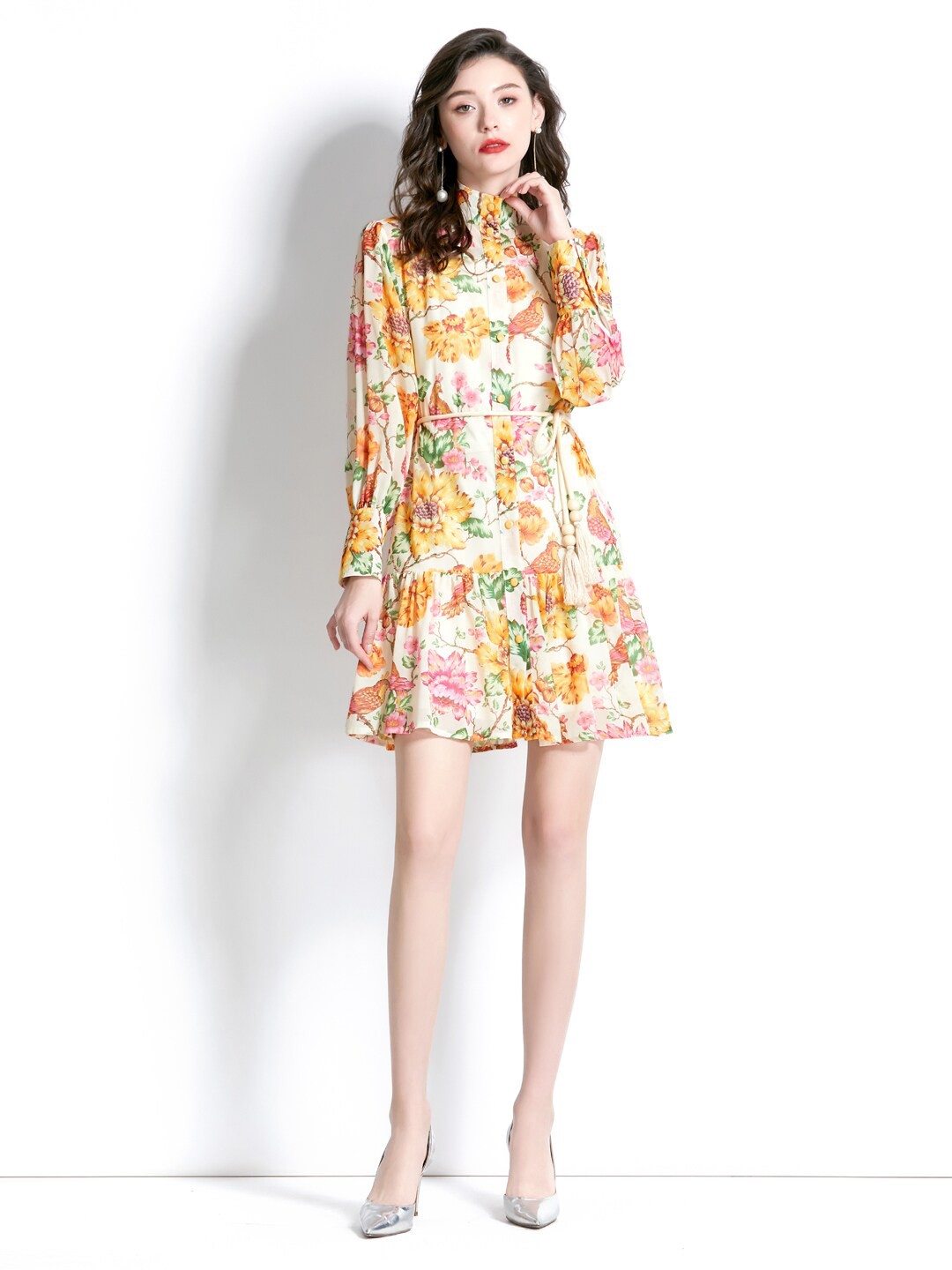 

JC Collection Floral Printed Shirt Midi Dress, Off white