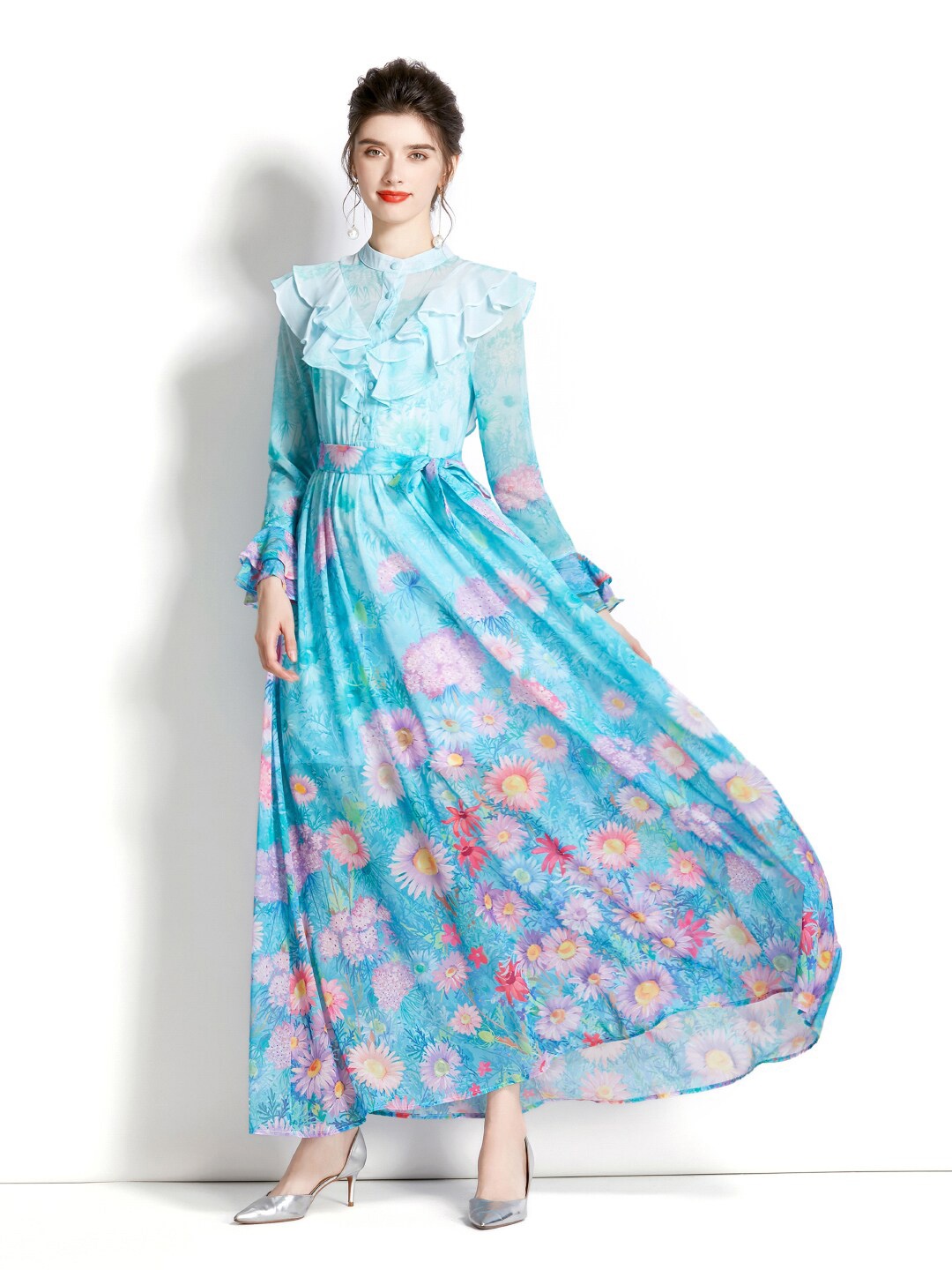 

JC Collection Floral Printed Maxi Dress, Blue