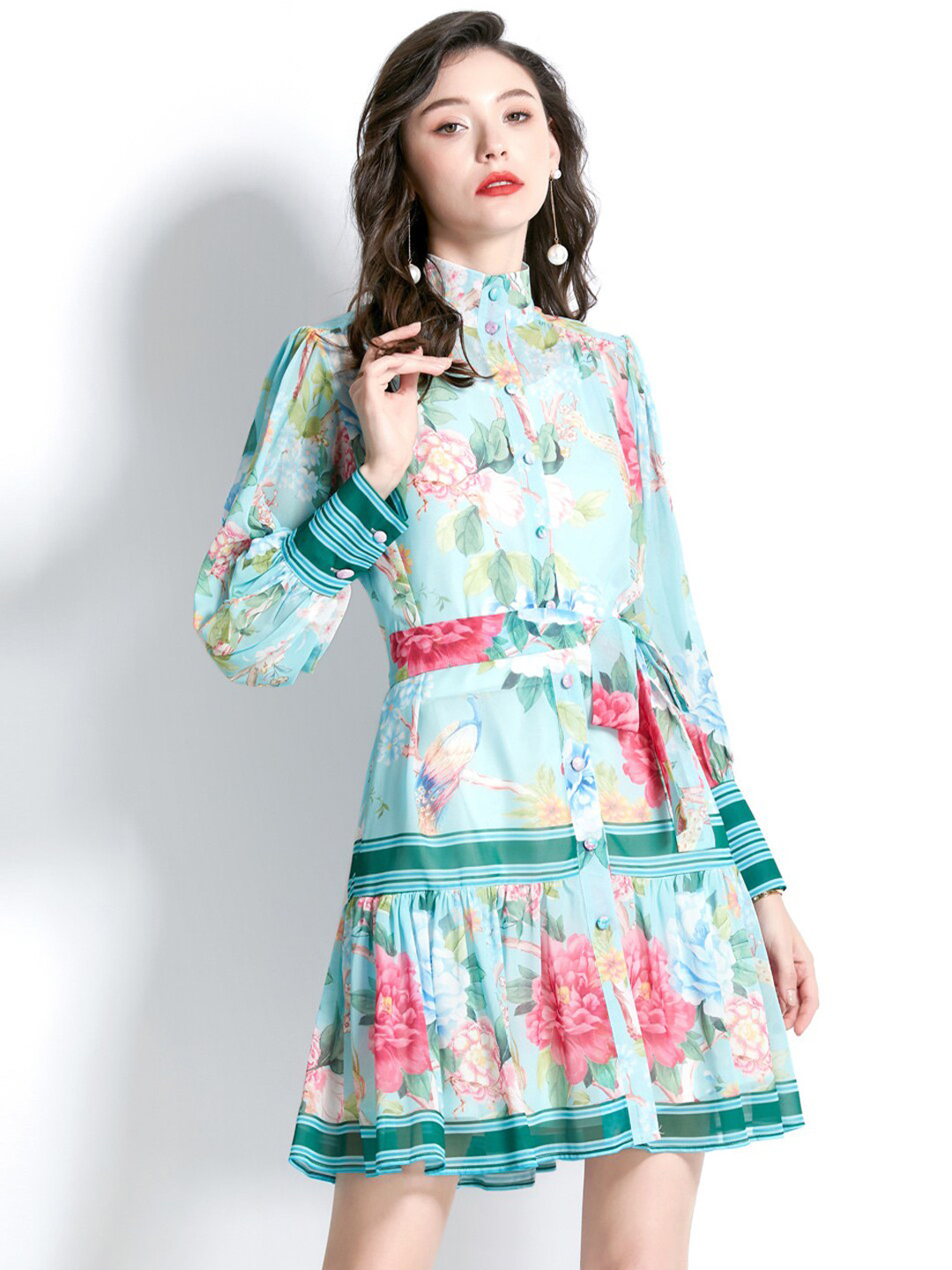 

JC Collection Floral Printed A-Line Dress, Blue