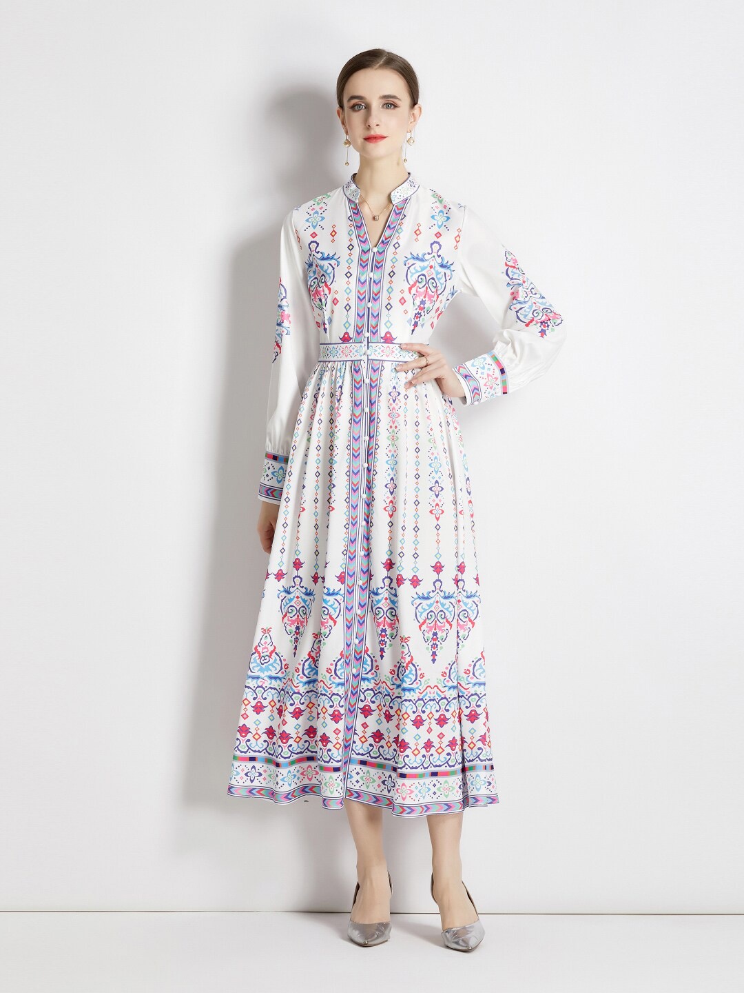 

JC Collection Floral Printed Midi Dress, White