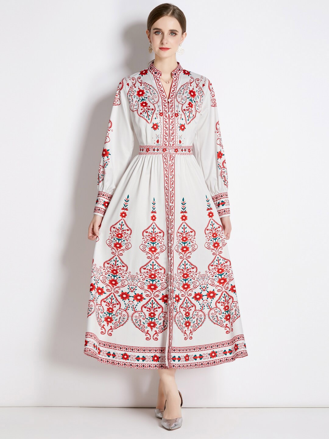 

JC Collection Ethnic Motifs Maxi Dress, White