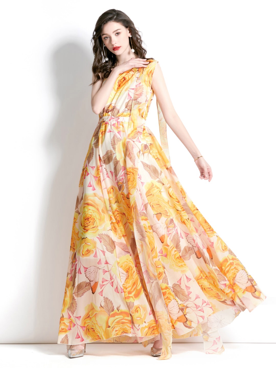 

JC Collection Yellow Floral Maxi Dress