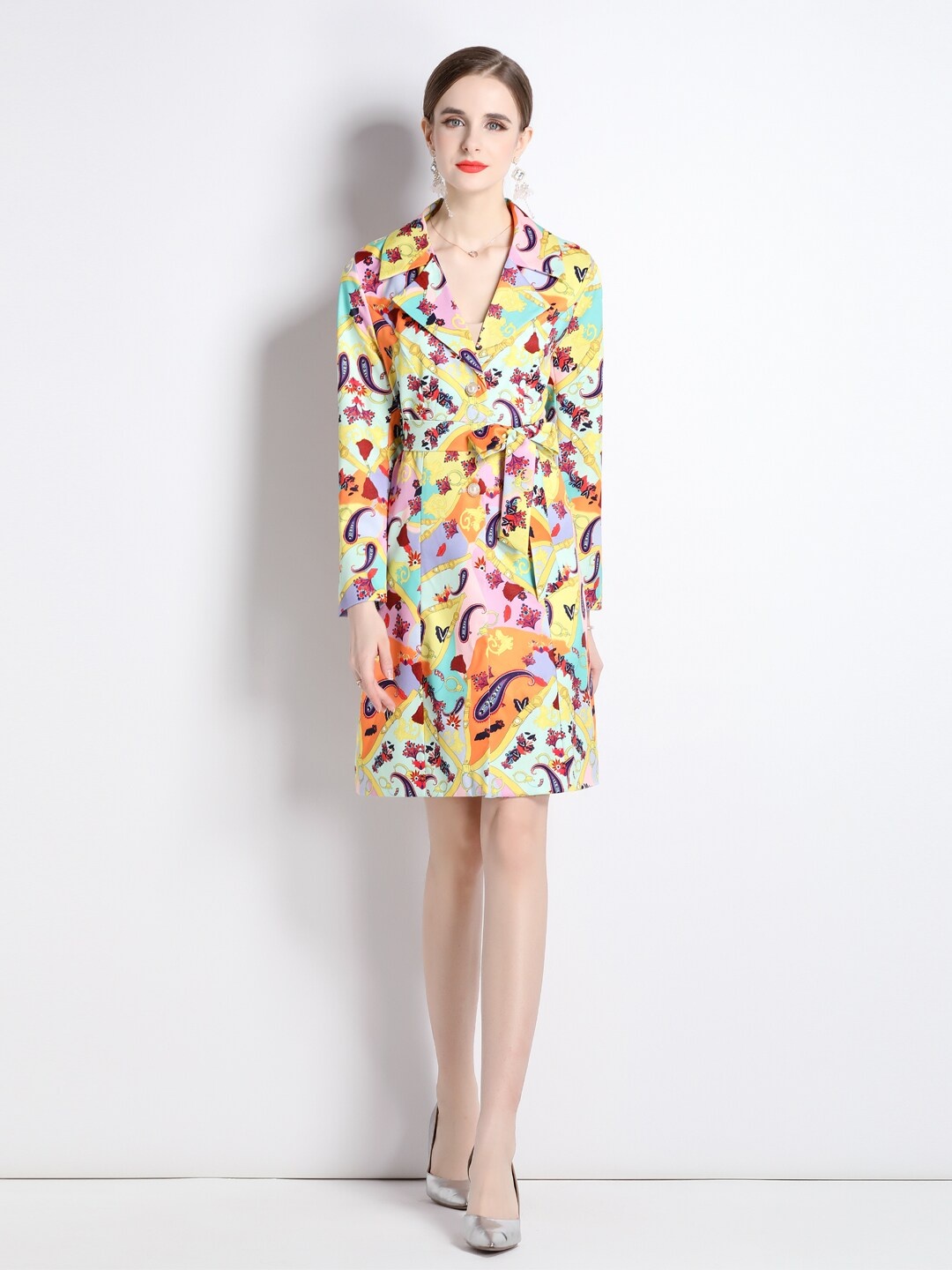 

JC Collection Shirt Collar Floral Blazer Dress, Yellow