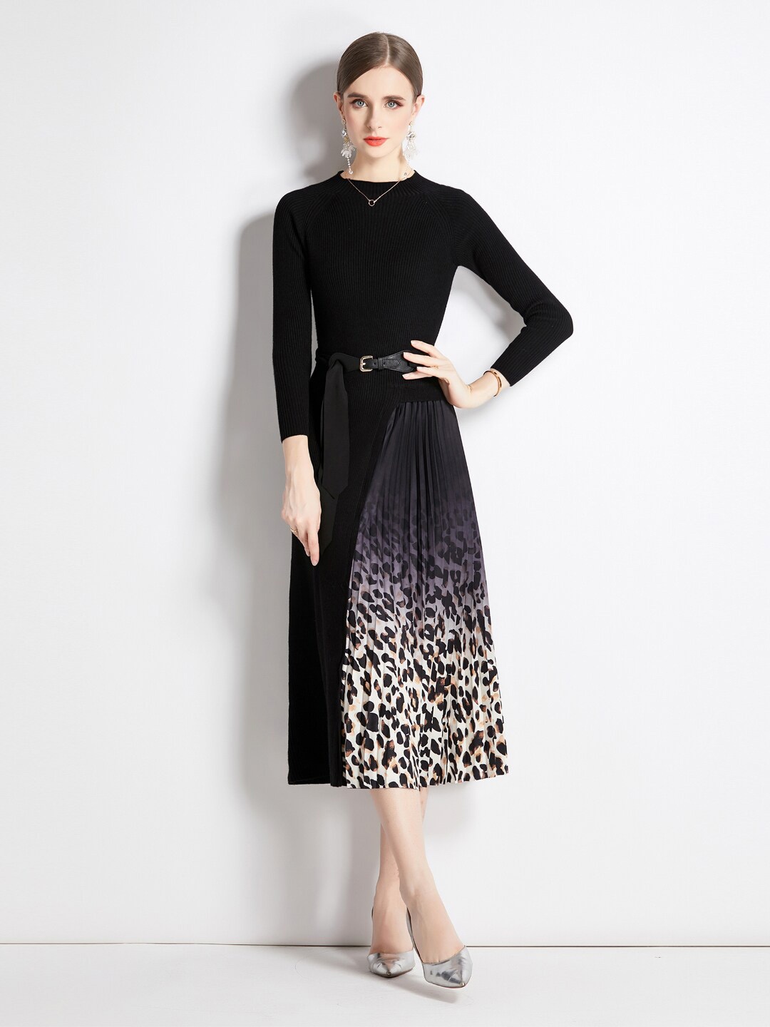 

JC Collection Animal Printed Midi Dress, Black