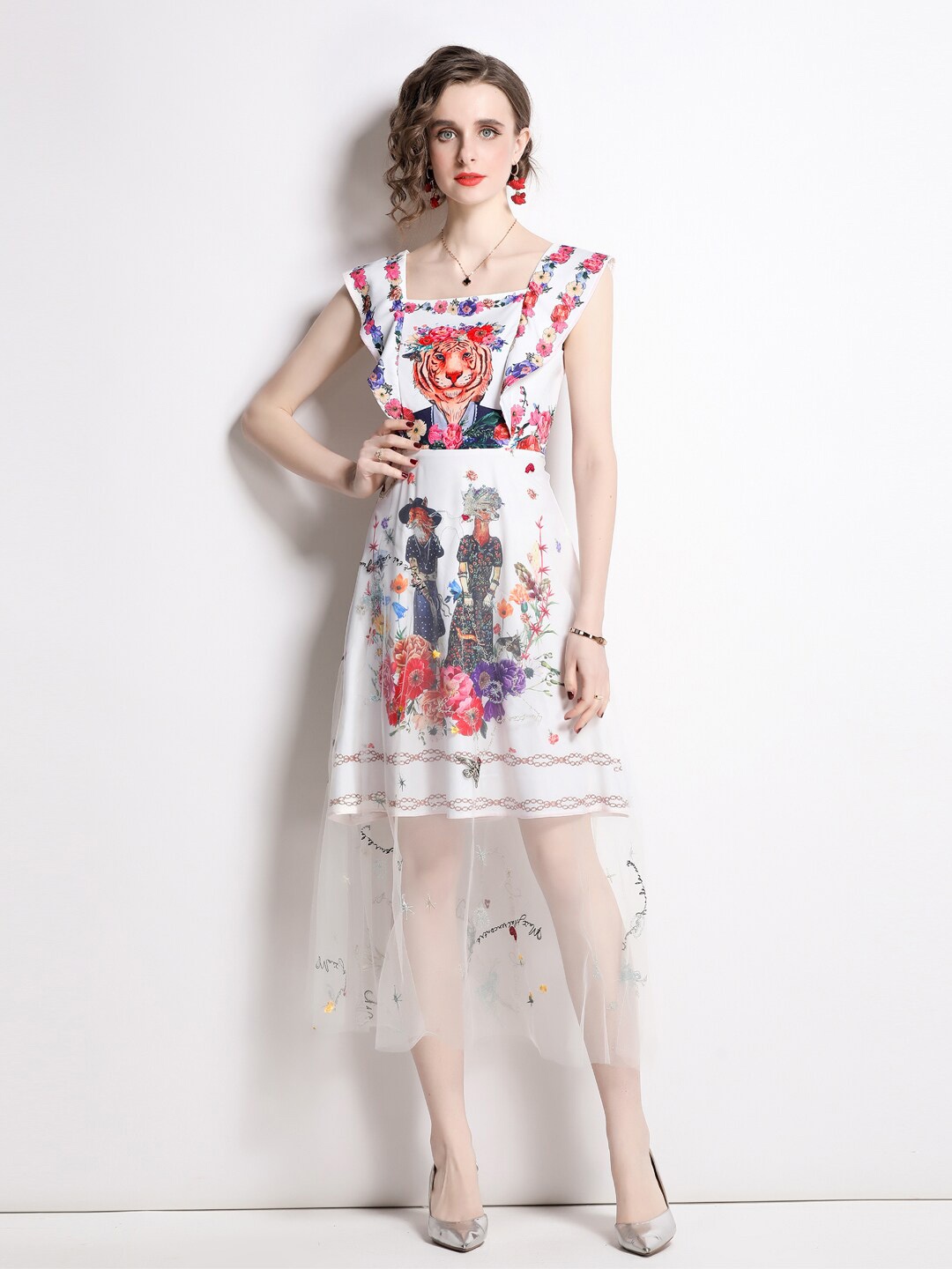 

JC Collection Floral Printed Midi Dress, White