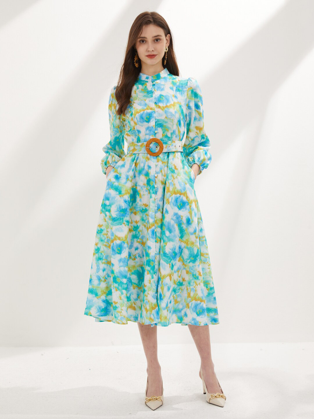 

JC Collection Floral Printed Midi Dress, Green