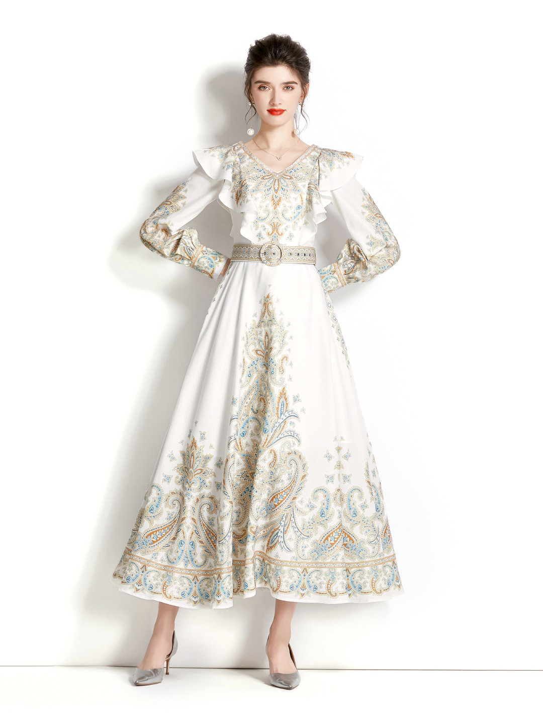 

JC Collection Ethnic Motifs Printed Maxi Dress, White
