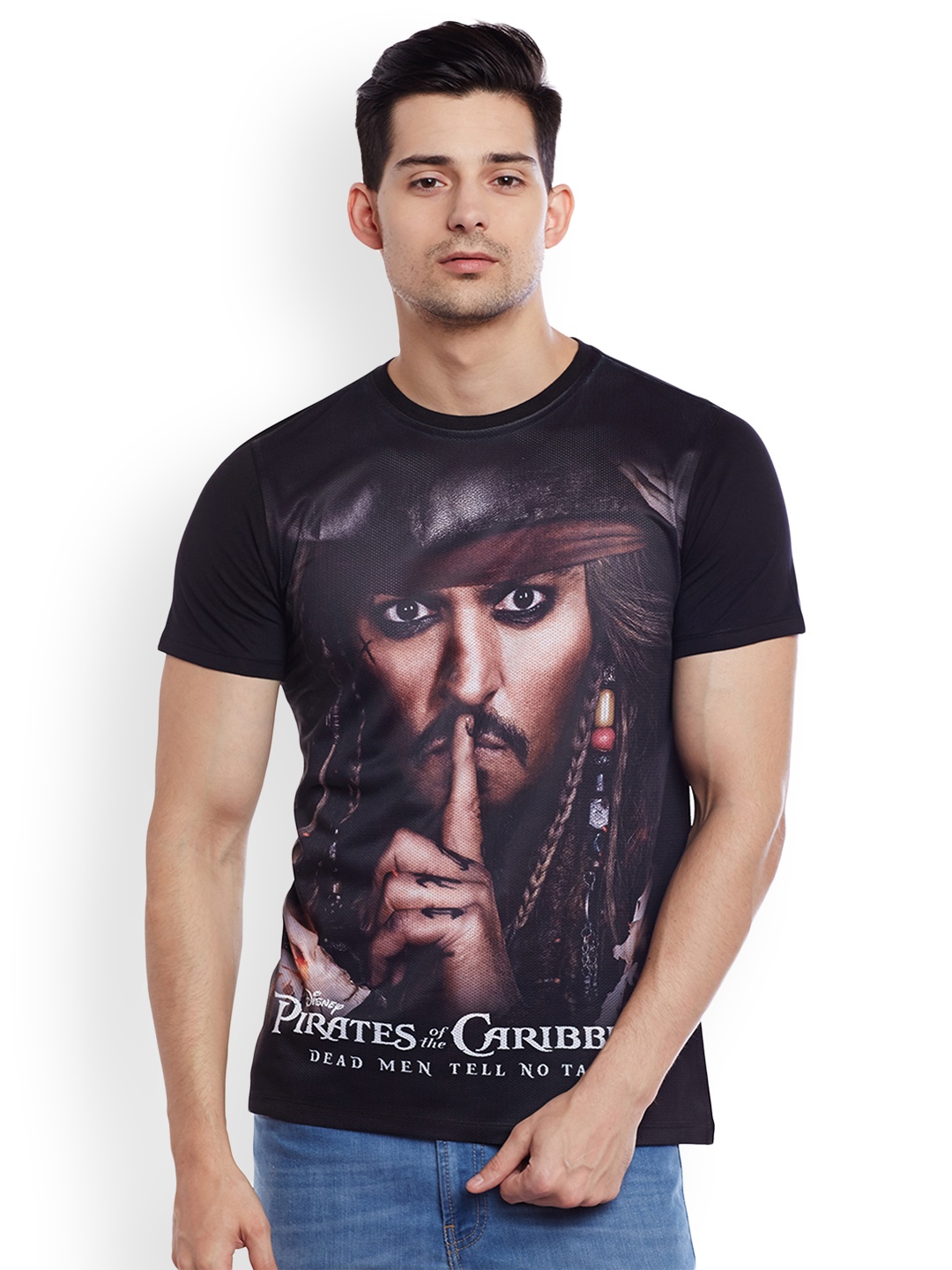 

Disney by Wear Your Mind Men Black Printed Round Neck Regular Fit T-shirt