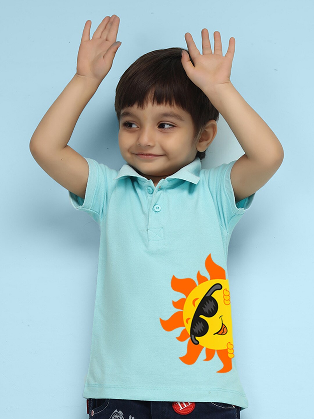 

NUSYL Boys Graphic Printed Polo Collar T-shirt, Blue