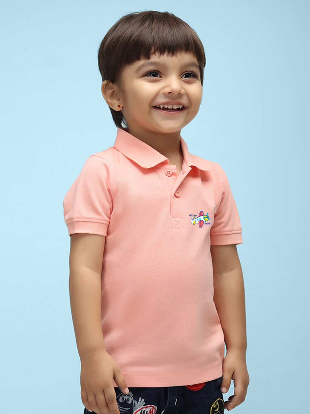 

NUSYL Boys Polo Collar T-shirt, Peach