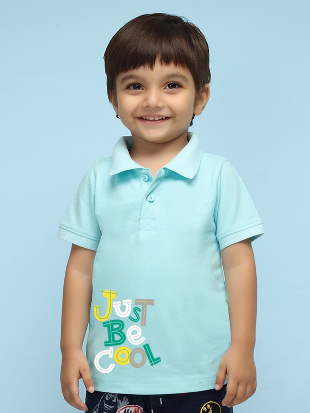 

NUSYL Kids Typography Printed Polo Collar T-shirt, Sea green