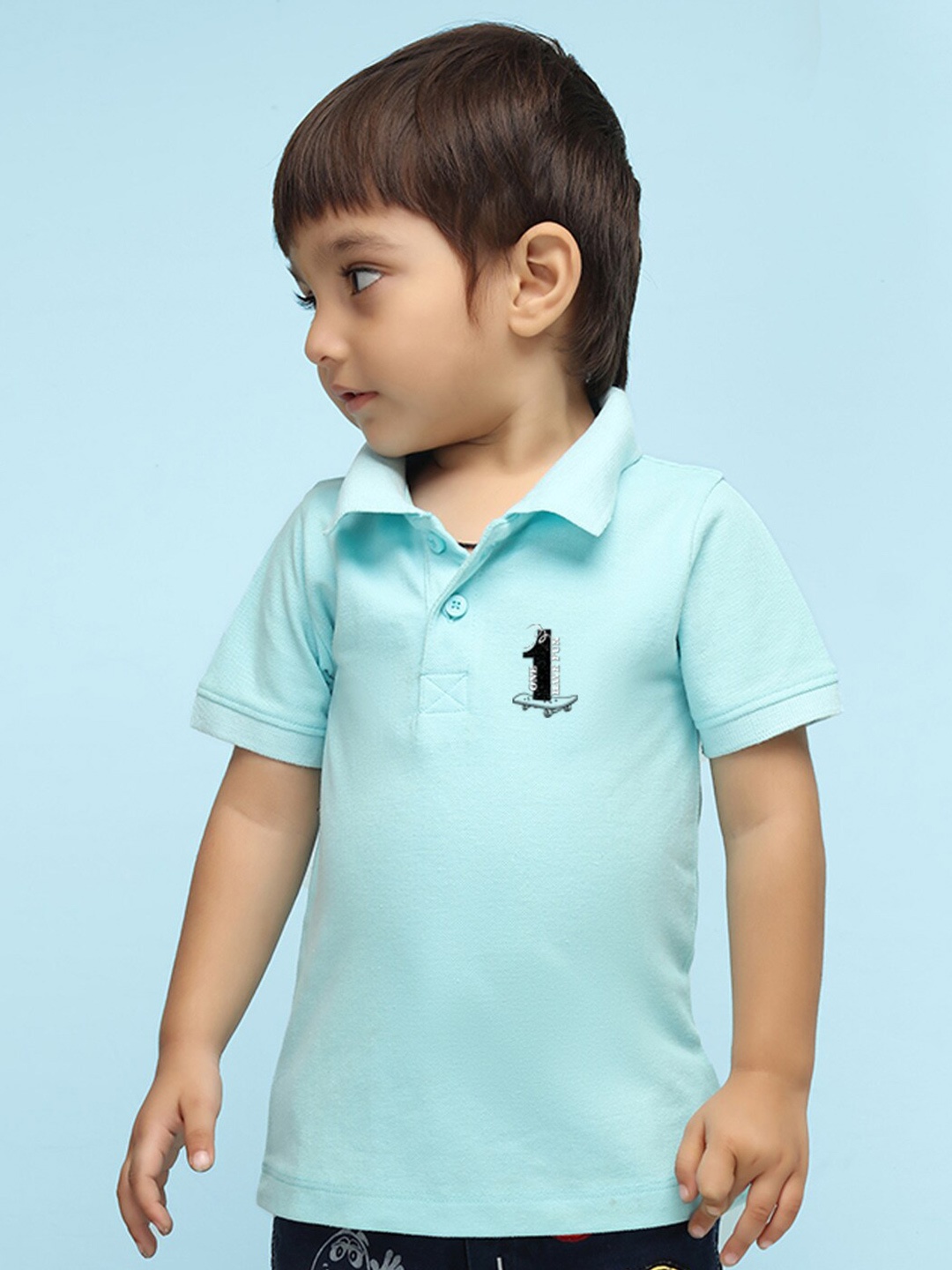 

NUSYL Kids Polo Collar Short Sleeves T-shirt, Turquoise blue