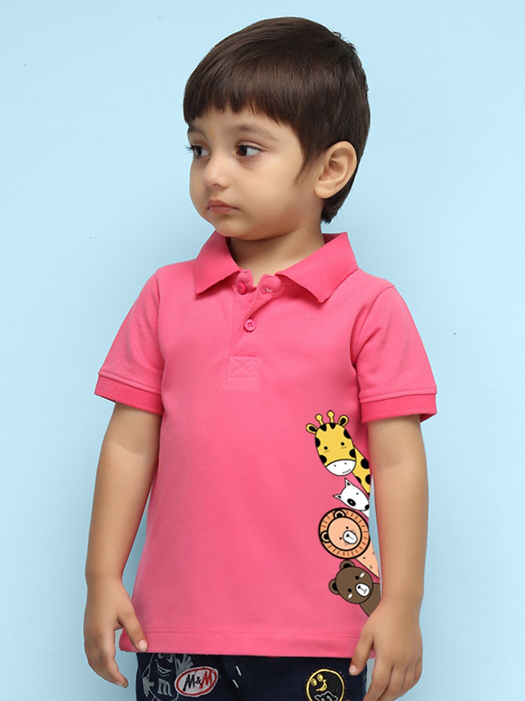 

NUSYL Boys Graphic Printed Polo Collar T-shirt, Pink