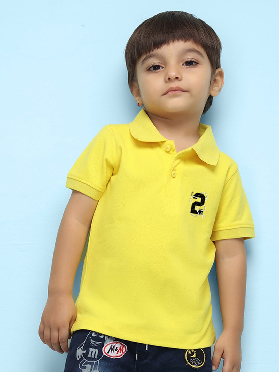 

NUSYL Boys Typography Printed Polo Collar T-shirt, Yellow