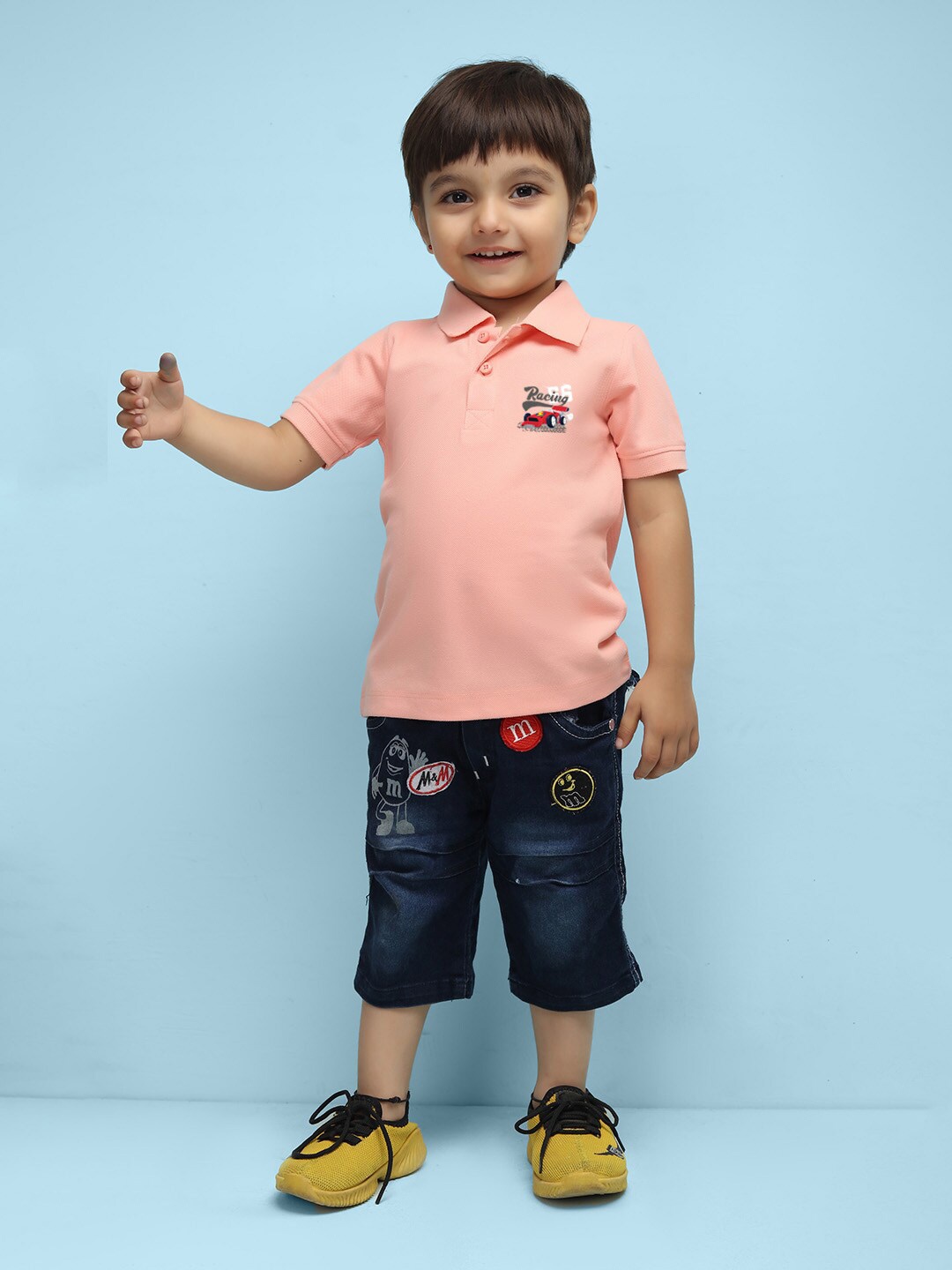 

NUSYL Kids Polo Collar Short Sleeves T-shirt, Peach