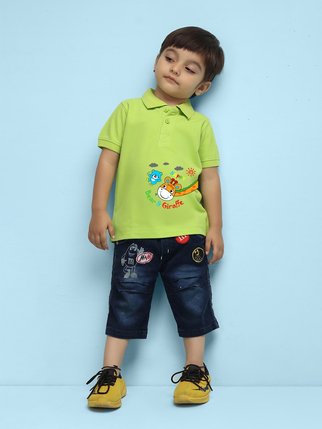 

NUSYL Infants Polo Collar Graphic Printed T-shirt, Green