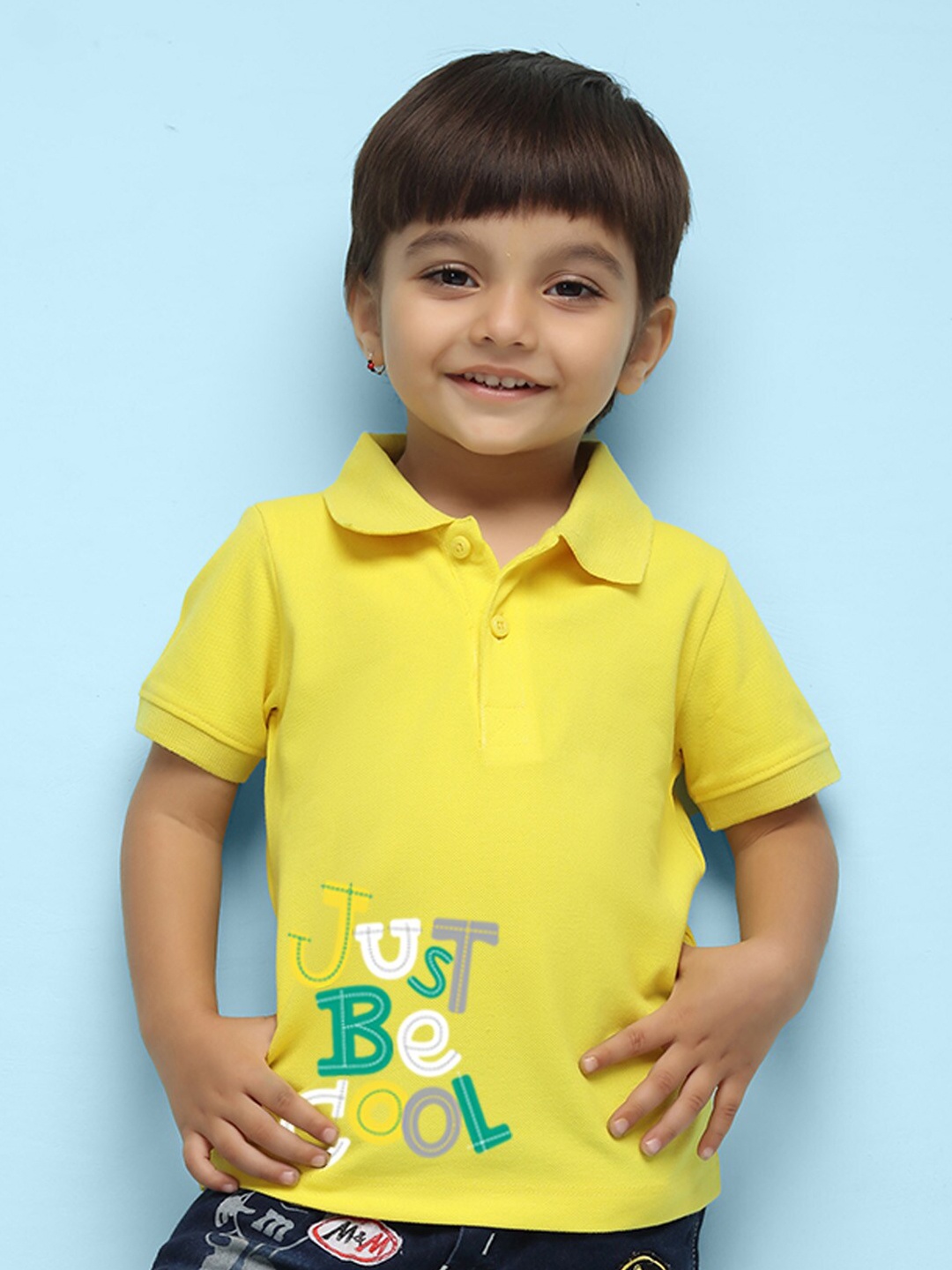 

NUSYL Kids Typography Printed Polo Collar T-shirt, Yellow