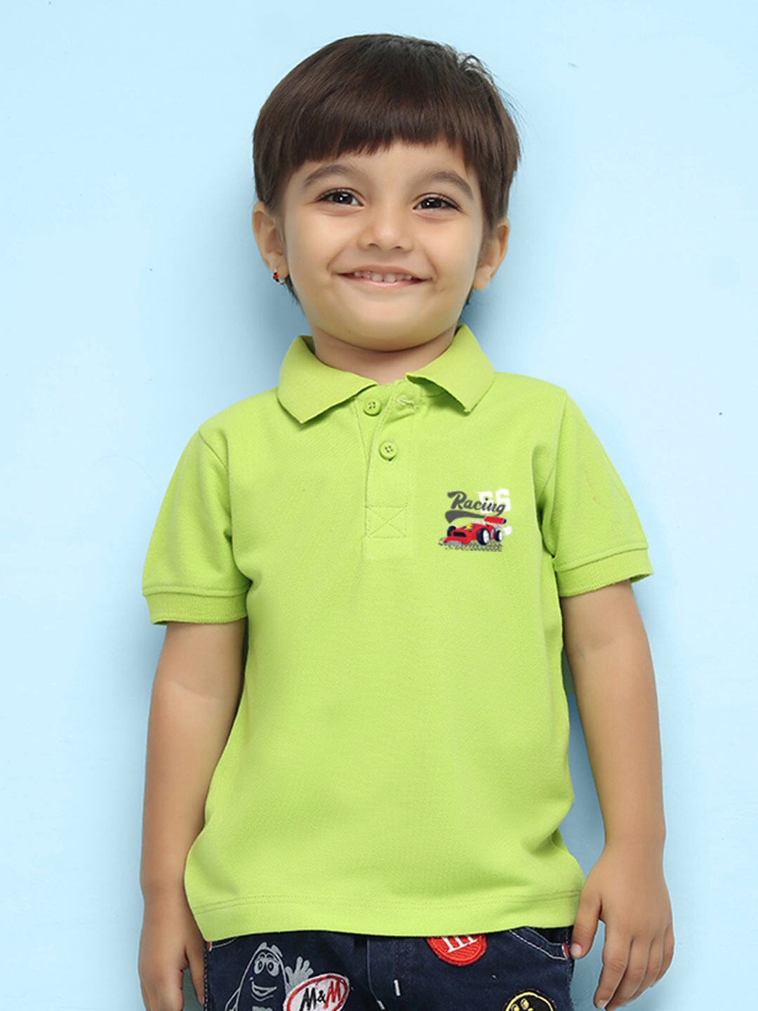 

NUSYL Kids Polo Collar Short Sleeves T-shirt, Lime green
