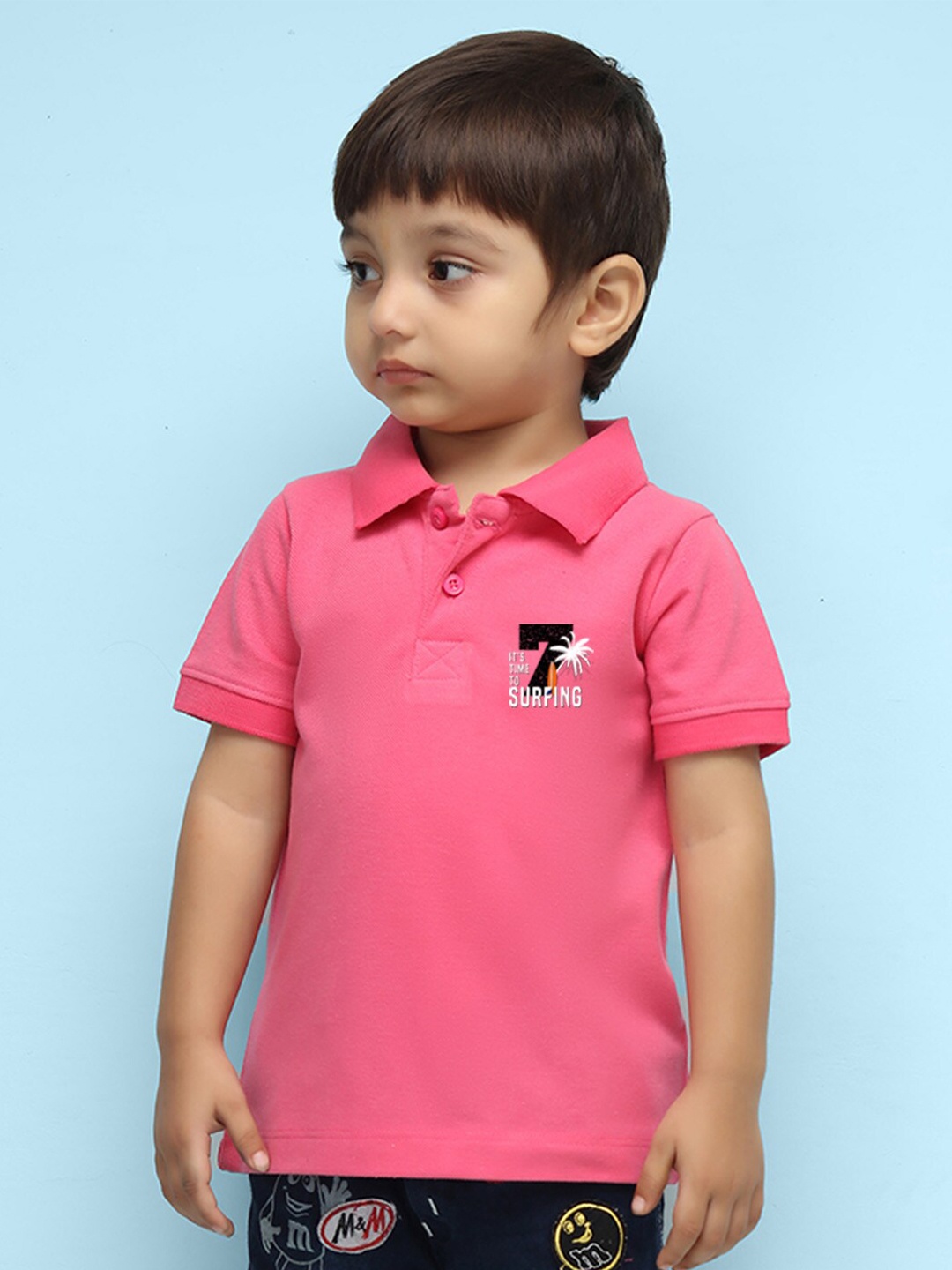 

NUSYL Boys Polo Collar T-shirt, Pink